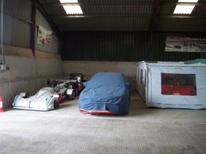 Race cars in storage